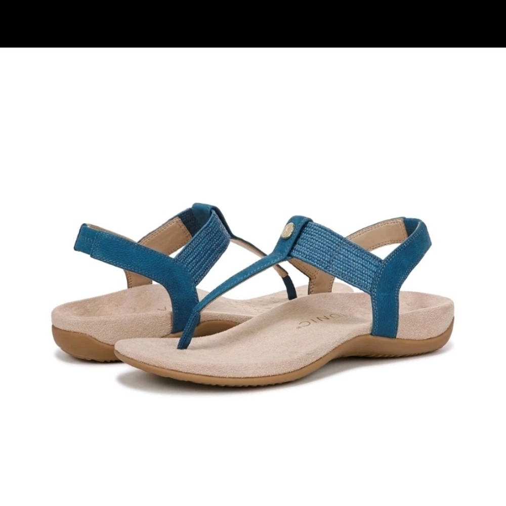 Vionic Brea Toe Post Slingback Sandal Celestial Teal Nubuck I9863L5403 - Picture 6 of 8